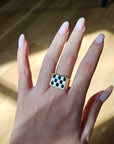 Checkered Enamel Ring