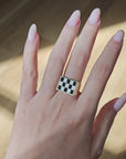 Checkered Enamel Ring