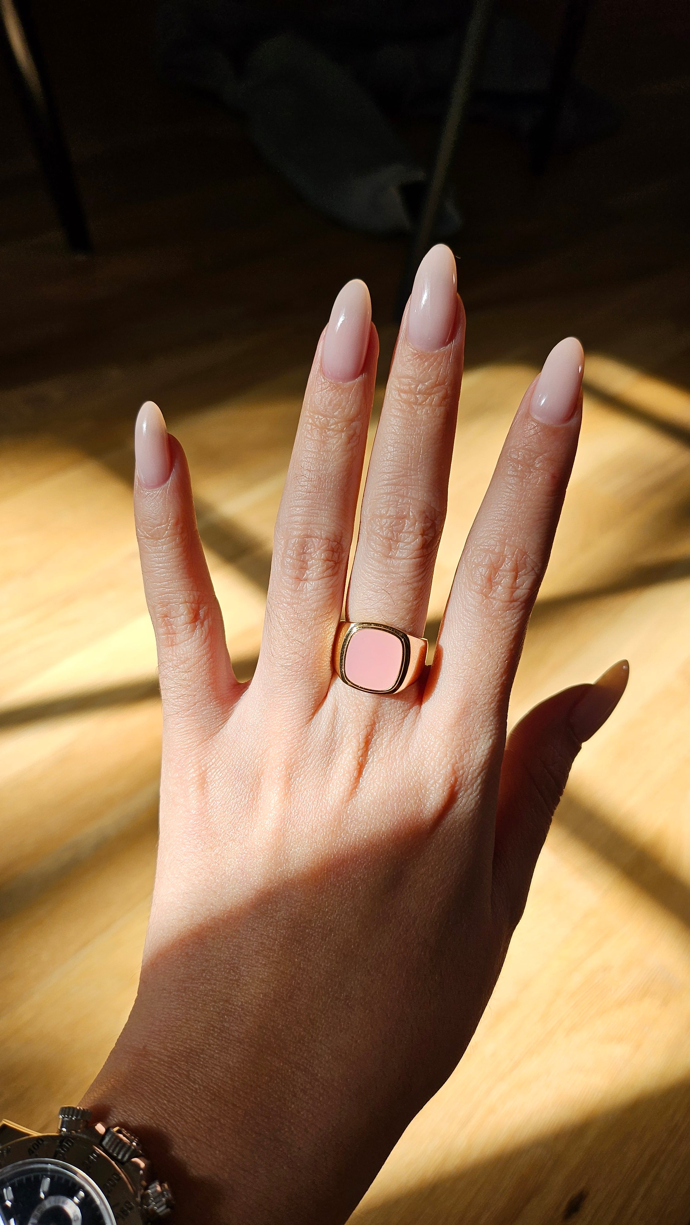 Pink Opal Signet Ring