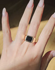 Black Spinel Bold Signet Ring